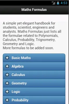 Maths Formulas android App screenshot 2